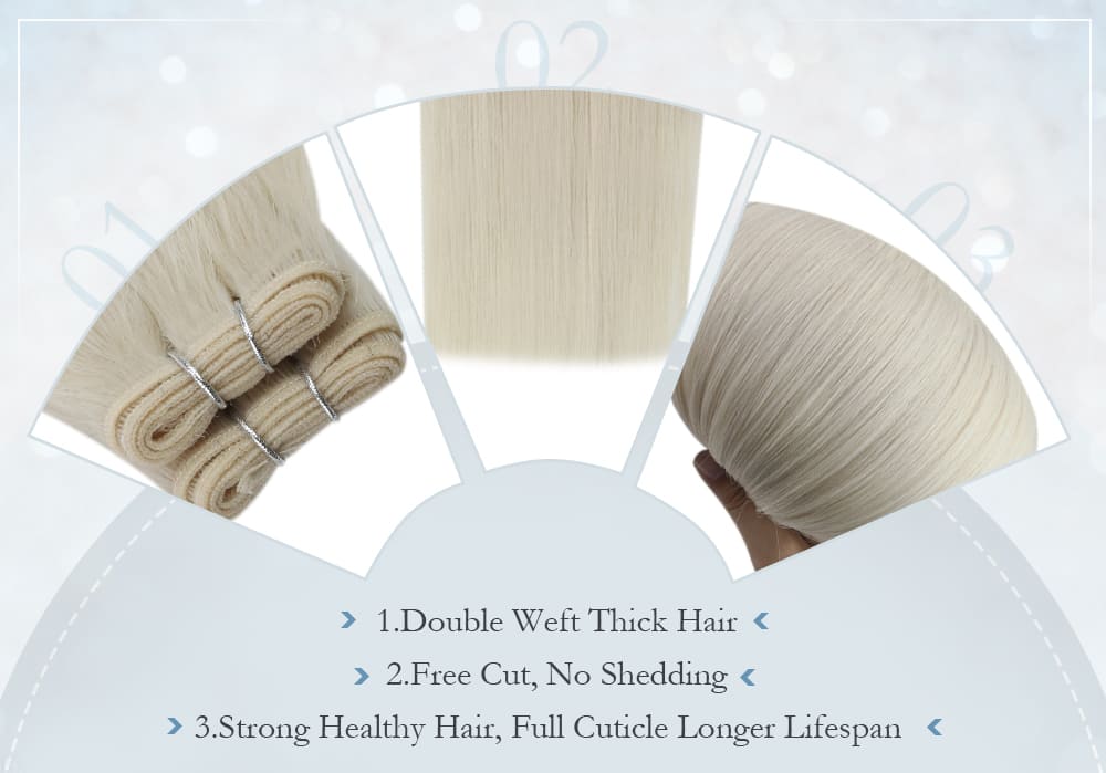 #1000 laavoo solid color white blonde human hair virgin quality human hair bundles smooth and soft hair