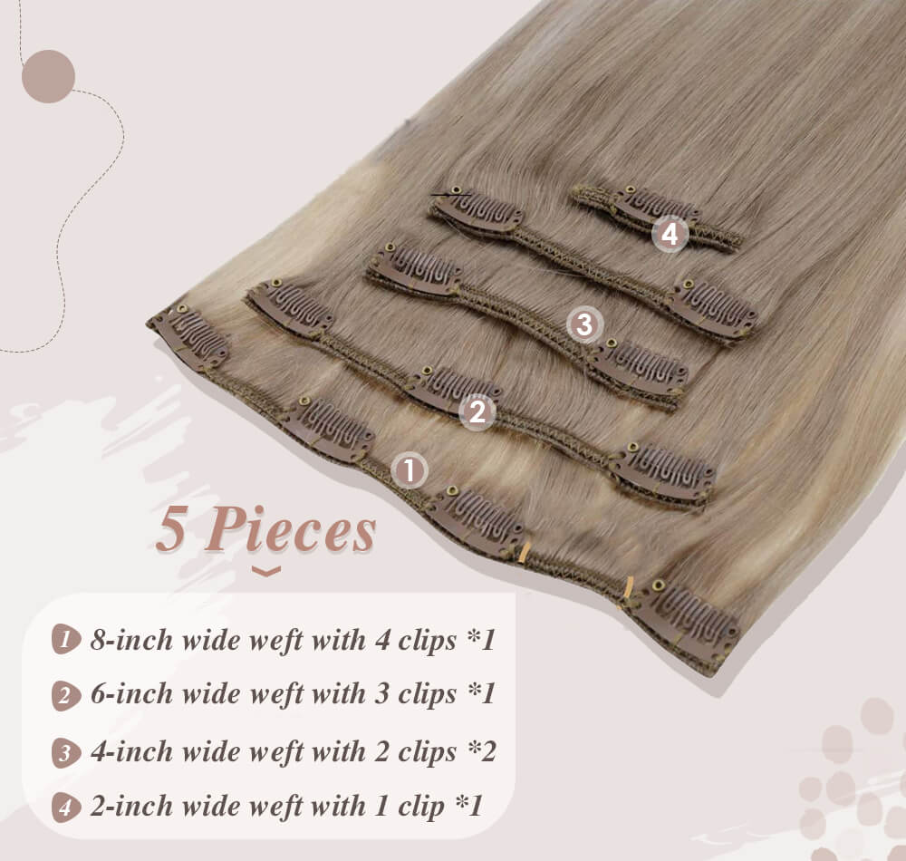 5 pieces hair 70 gram small clips on it help fixed to your hair