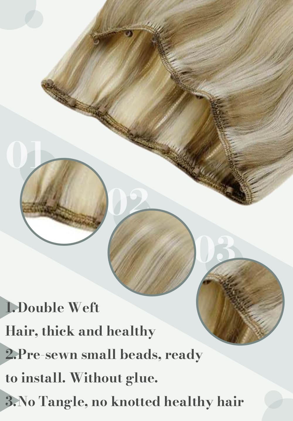 #18 22 60 laavoo light blonde hair weft micro beads cna be last for many hair weft