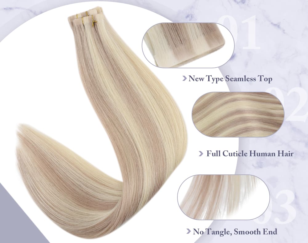 #18 613 highlight blonde human hair extensions tape in injection and seamless virgin quality low price 12.5 grams per pack