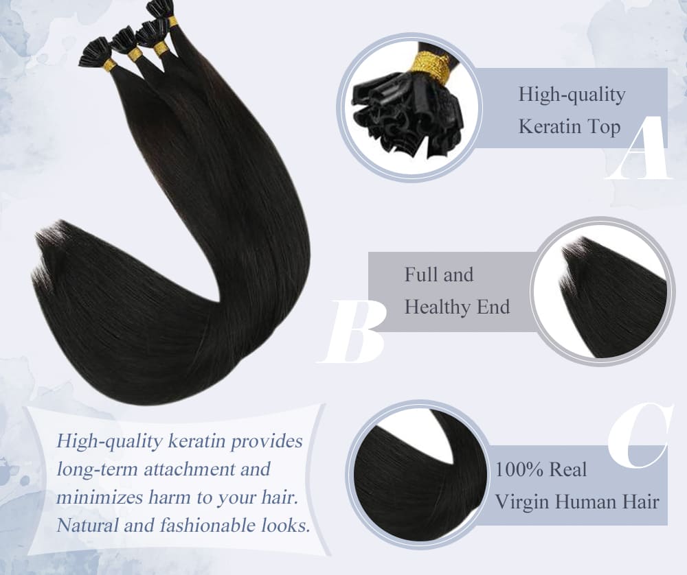 #1 laavoo solid color soft and smooth virgin keratin u tip human hair extensions high quality