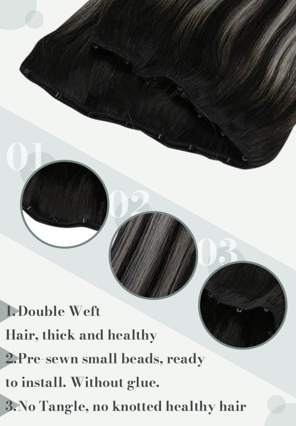 1b laavoo micro beads hair weft real Brazilian human hair extensions silky straight soft and natural human hair solid color off black hair