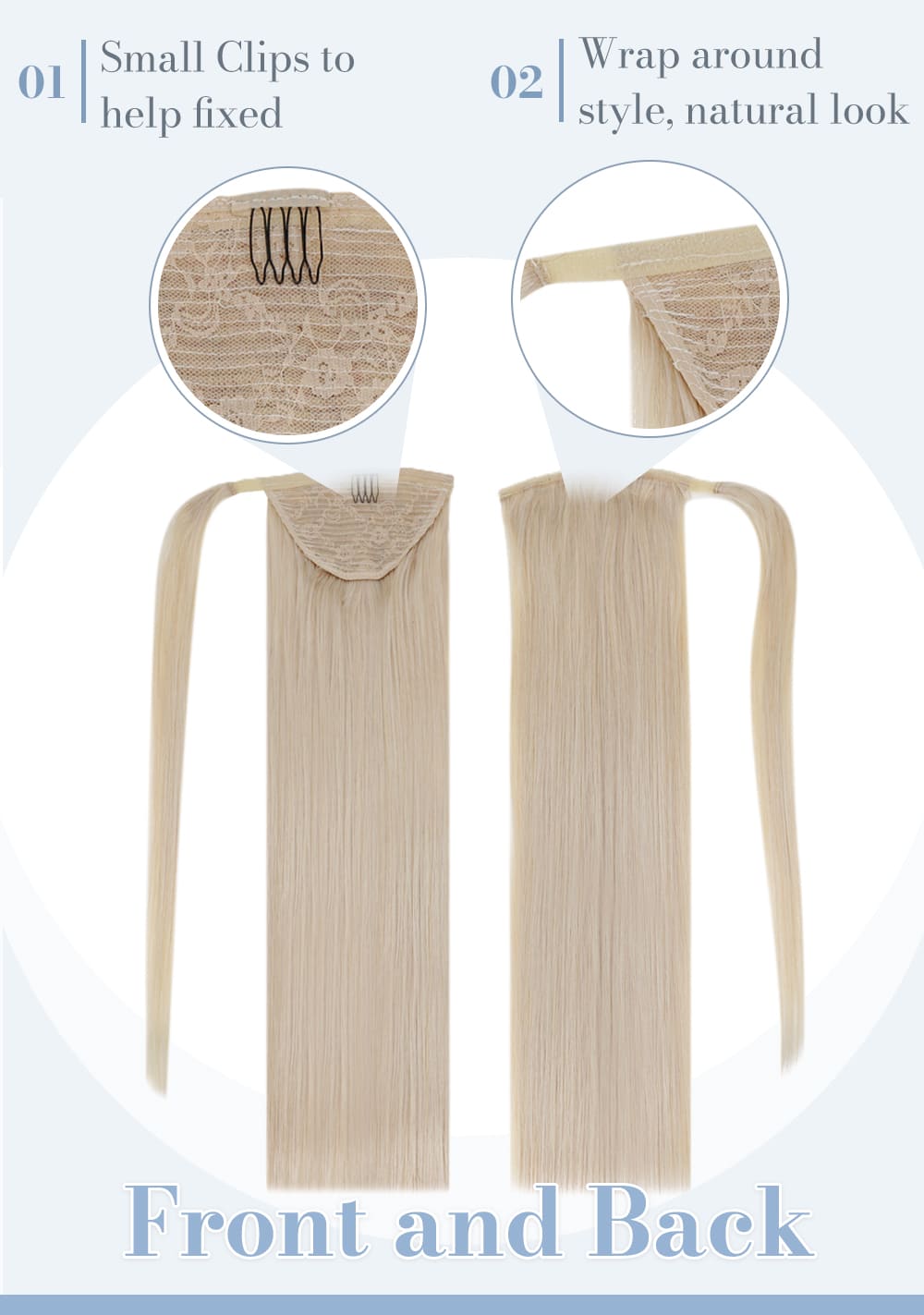 laavoo ponytail human hair extension 100% remy human hair extension