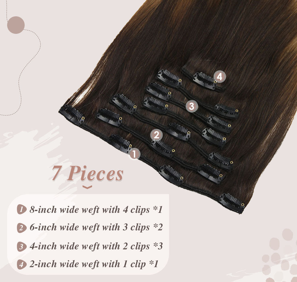 7 pieces hair 100 gram full head set small clips on it help fixed to your hair