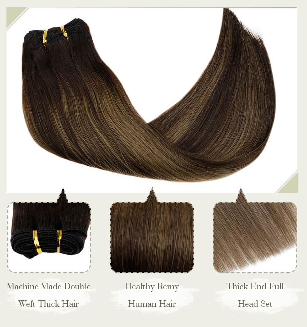 balayage dark color fading color machine made double weft thick hair healthy remy human hair thick end full head set