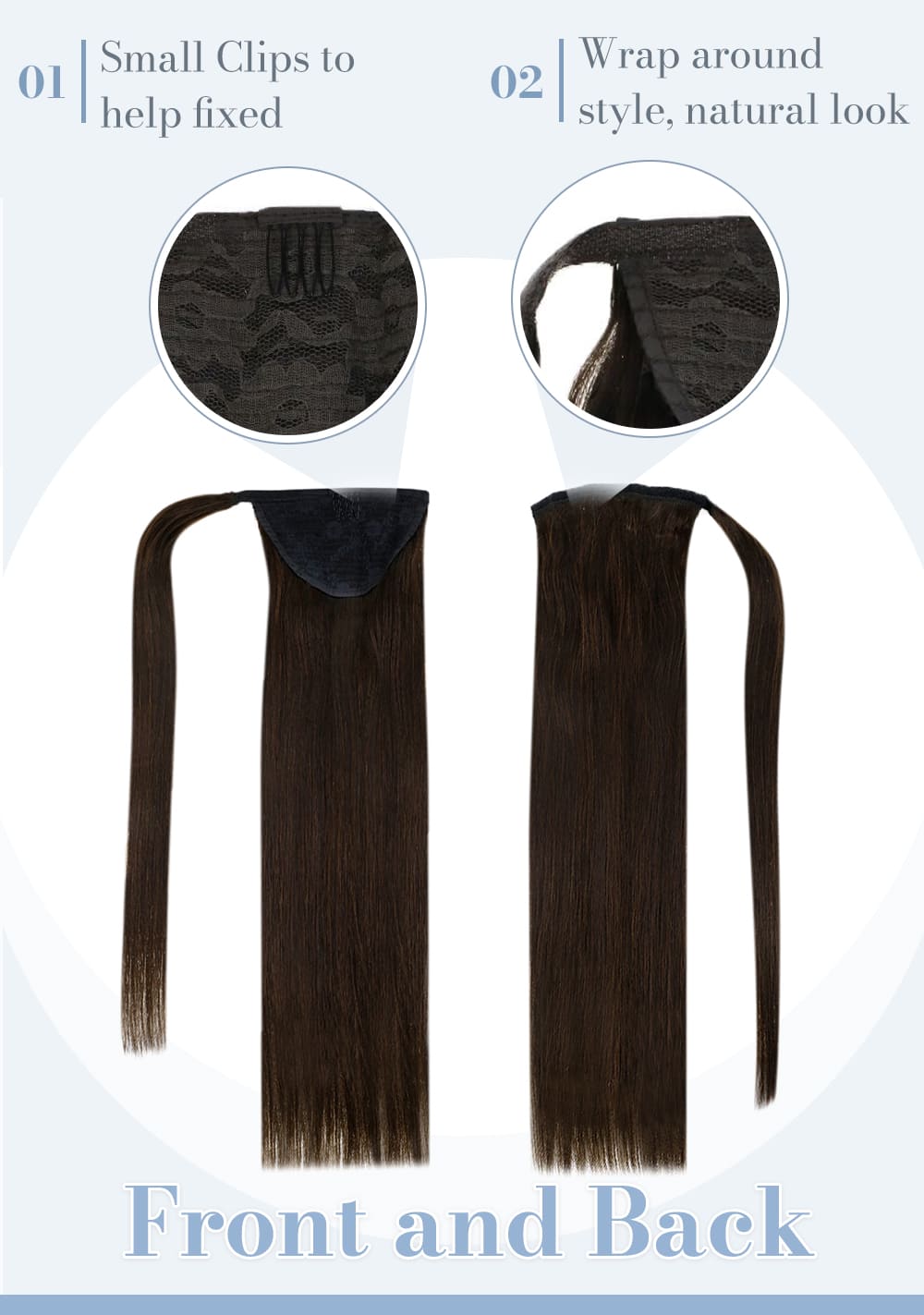 2 laavoo solid color ponytail human hair soft and natural human hair extensions can be dyed and straighten bled well with your hair extension