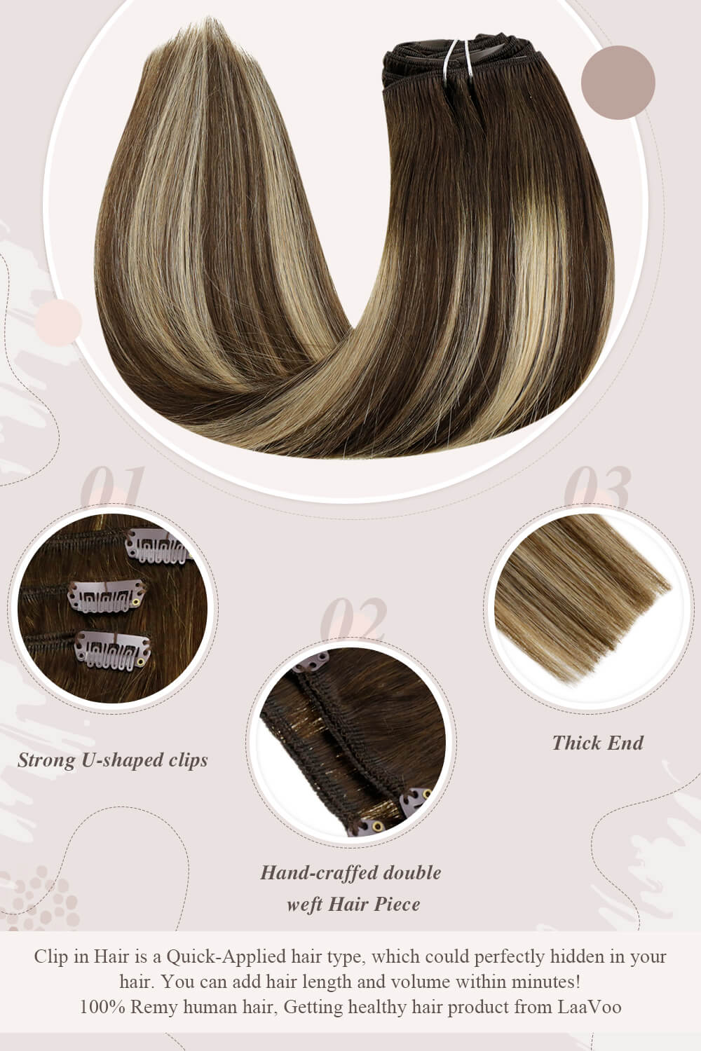 darkest brownstrong U shaped clips hand craffed double weft hair piece thick end clip in hair perfectly hidden in your hair you can add hair length and volume within minutes Remy human hair getting healthy hair product