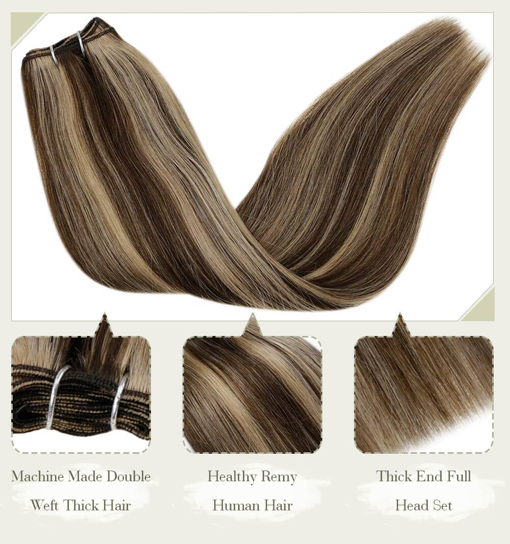 balayage machine made double weft thick hair healthy remy human hair thick end full head set