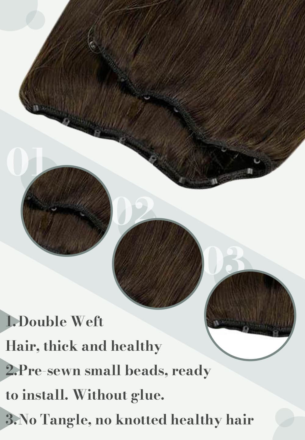 #4 laavoo remy human hair weft micro beads hair silky straight natural human hair