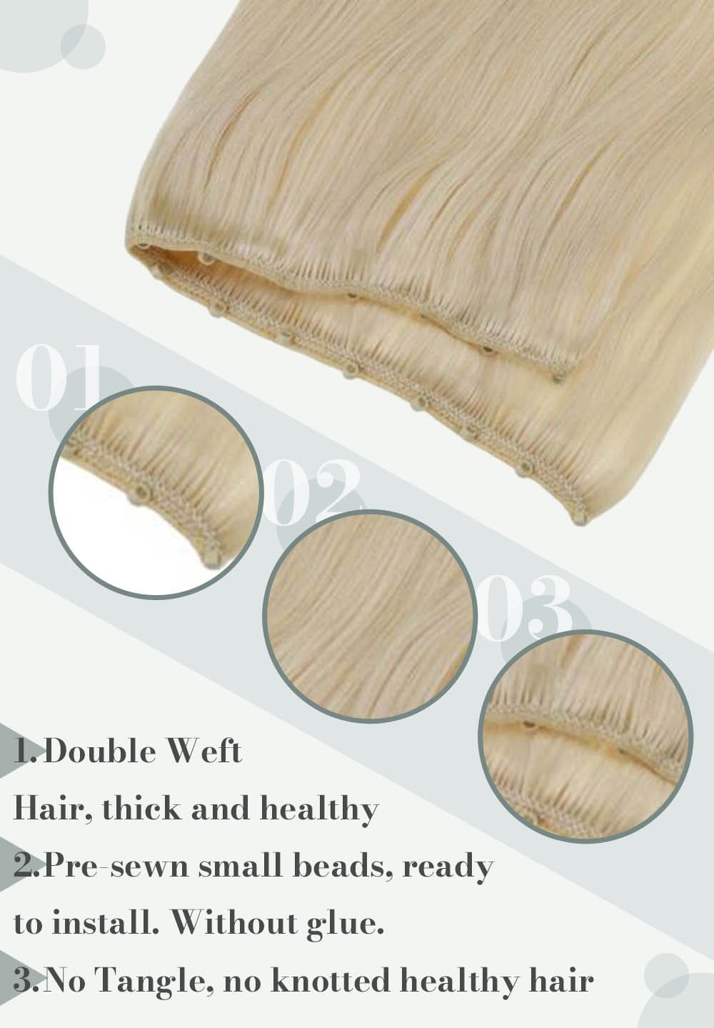 #60 platinum blonde micro hair weft silky straight human hair extensions can be dyed and straighten