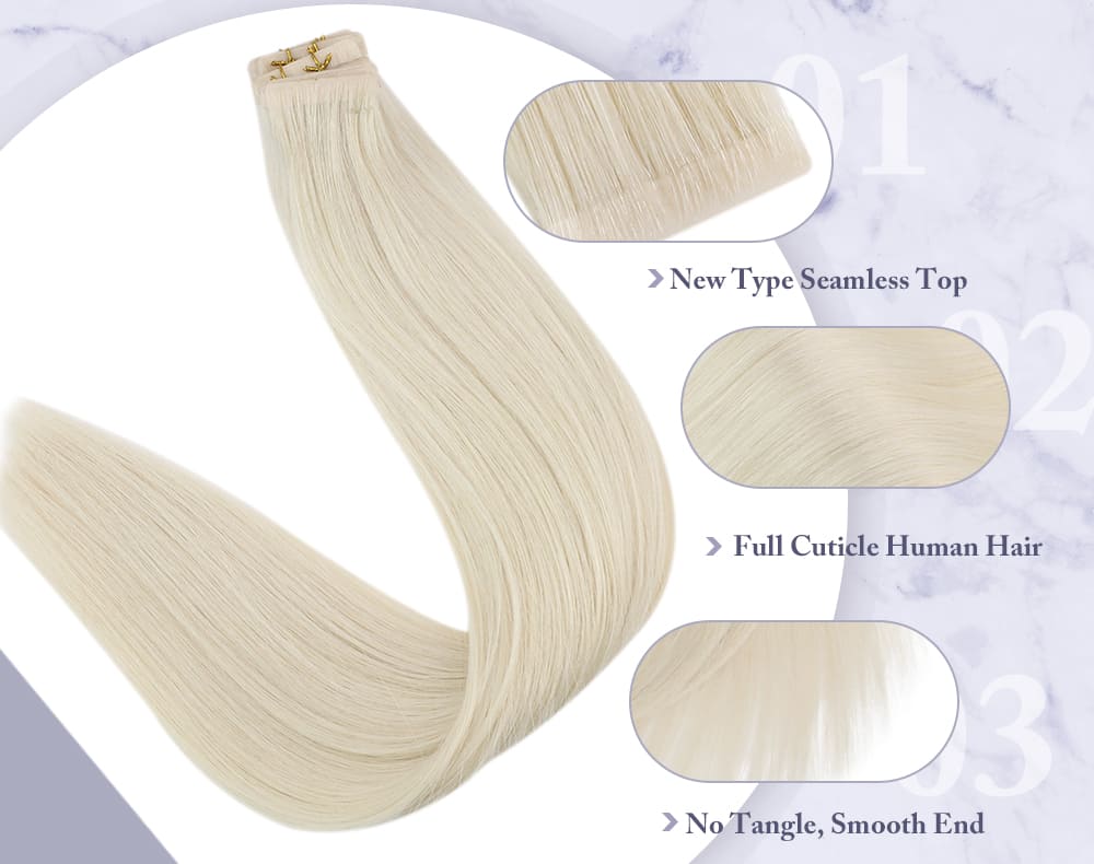 #60 platinum blonde virgin human hair injection tape in hair solid color big discount and low price
