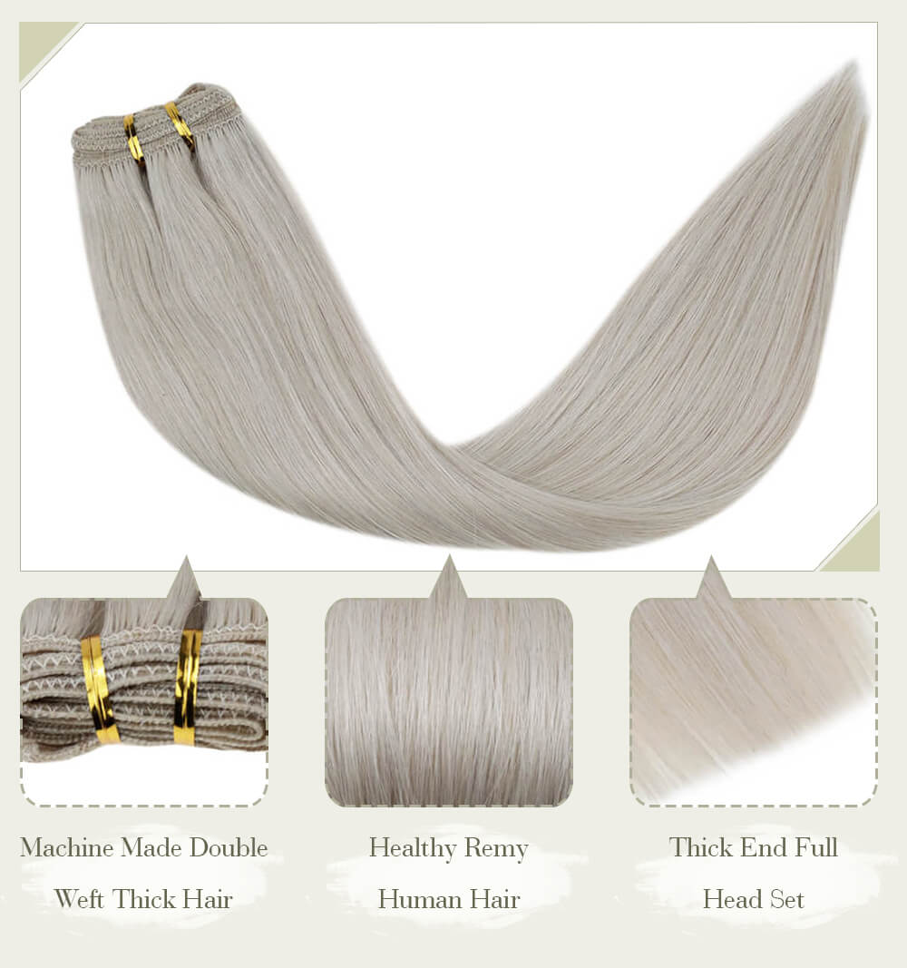 blonde color fading color machine made double weft thick hair healthy remy human hair thick end full head set