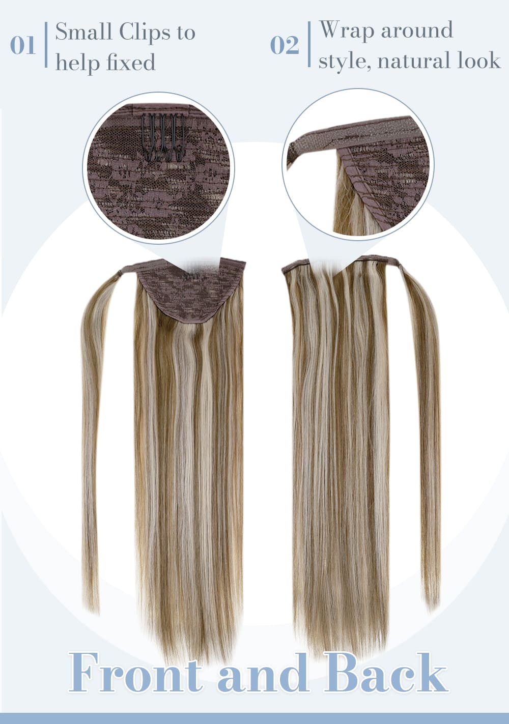 8 60 laavoo remy human hair ponytail balayage blonde chestnut brown fading to platinum blonde human hair extensions can last for a long time