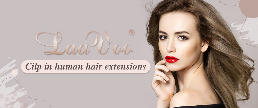 LaaVoo Clip in Hair Extensions remy human hair