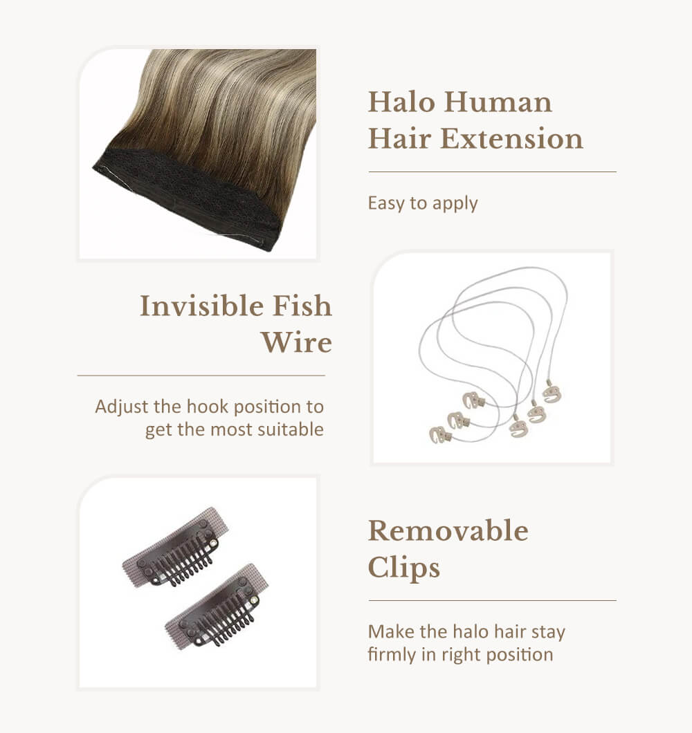 high quality real human hair extensions halo hair