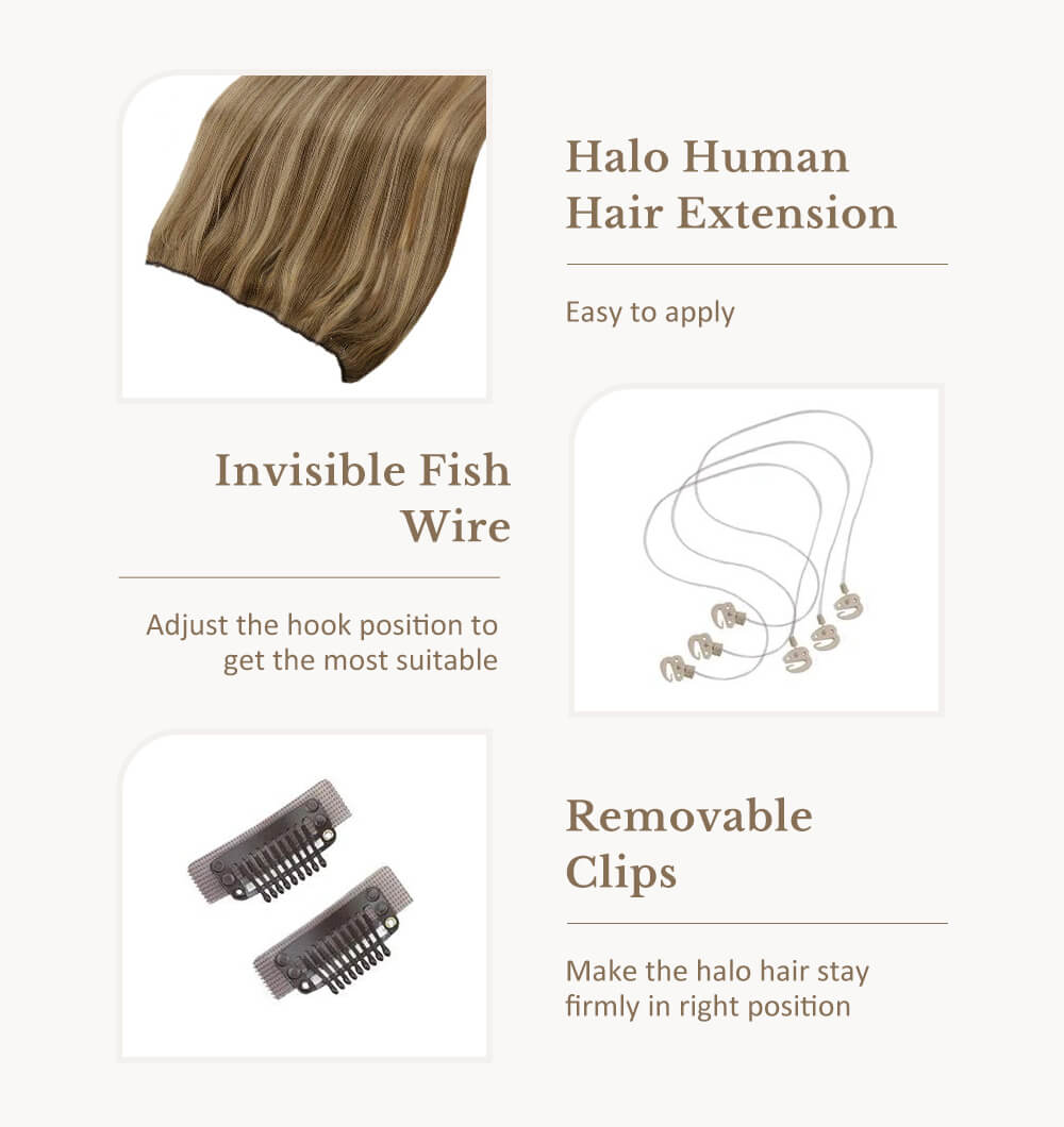 high quality real human hair extensions halo hair