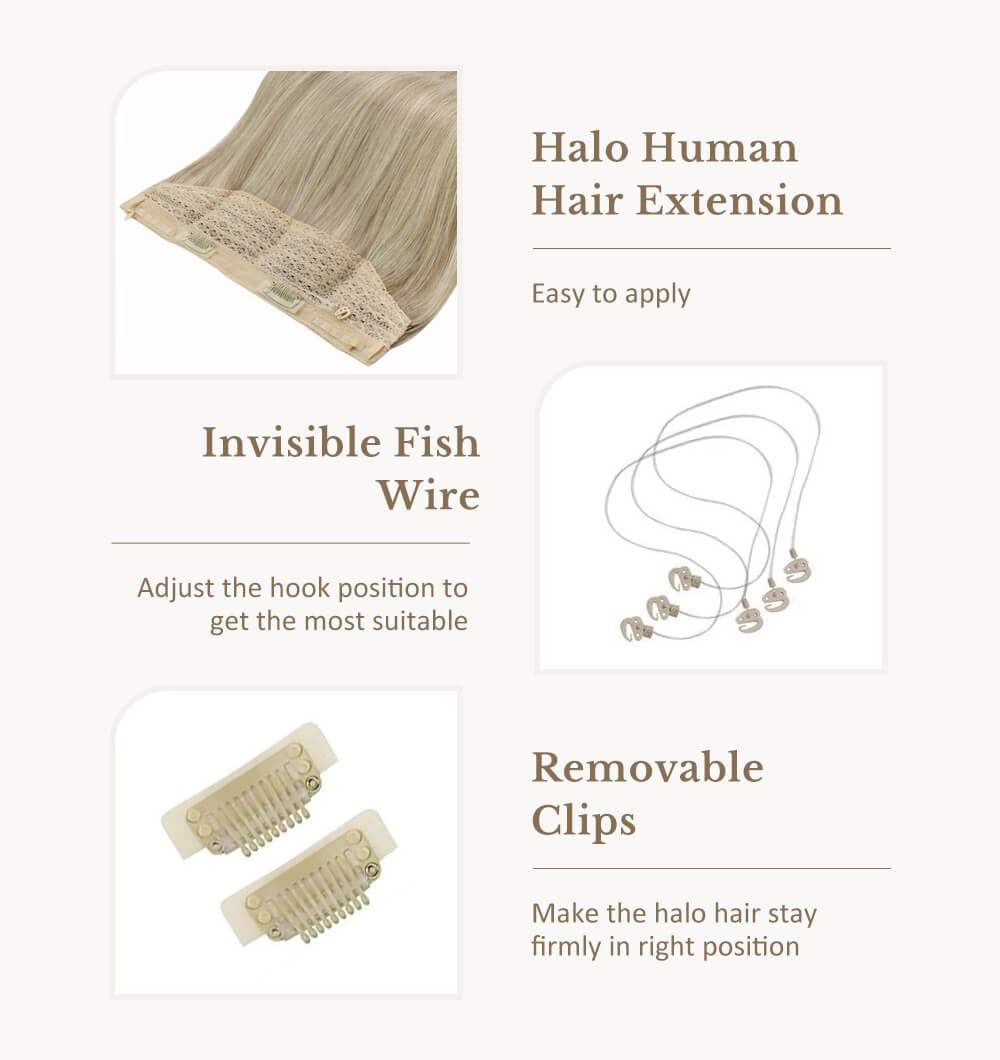 high quality real human hair halo hair