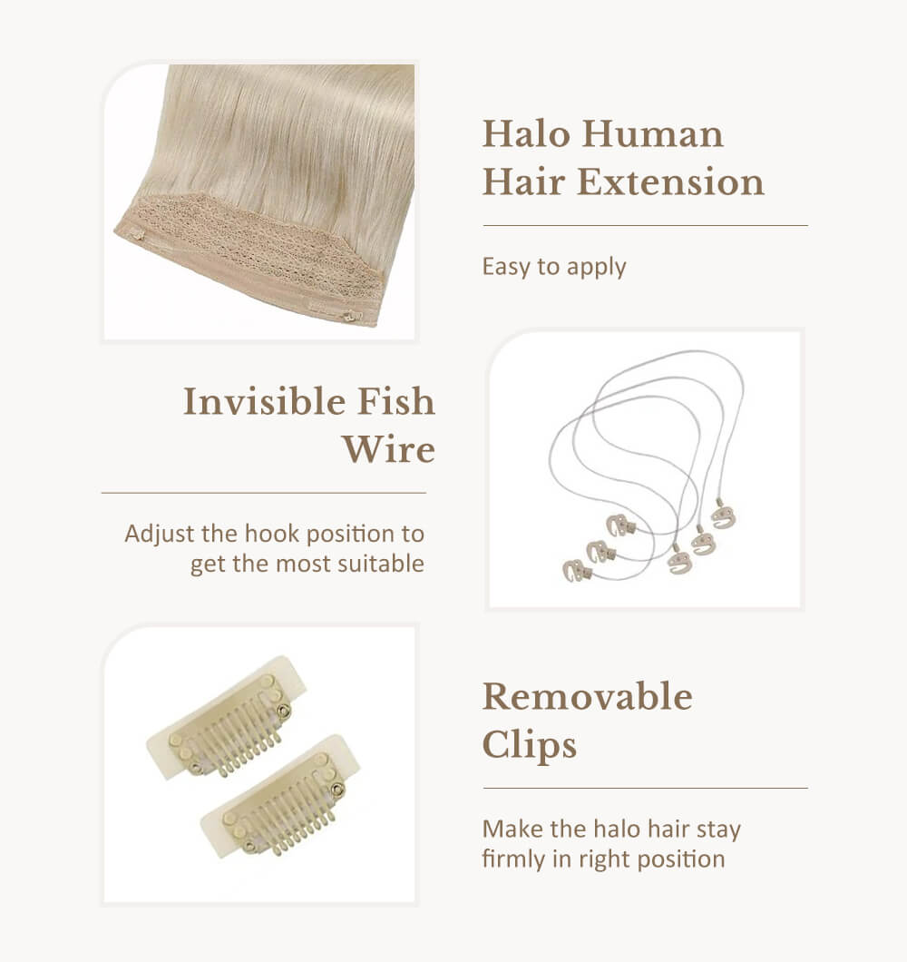 high quality real human halo hair