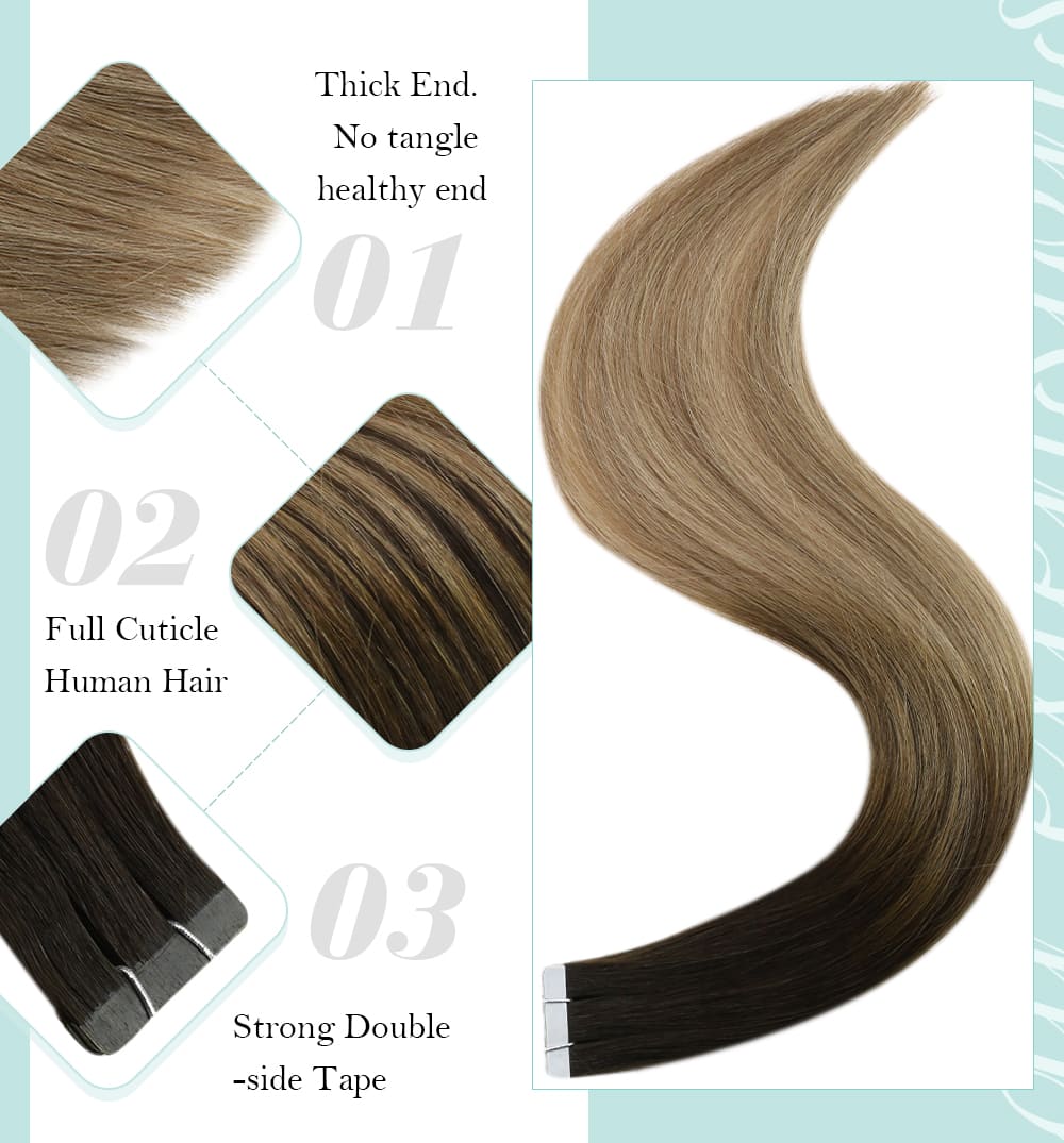 laavoo balayage blonde human hair tape in virgin quality 100% real Brazilian virgin quality silky straight smooth and soft