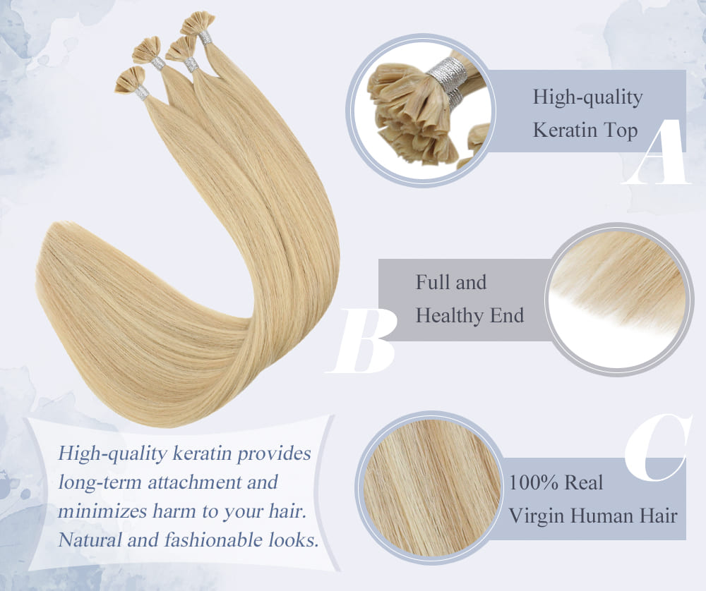 laavoo highlight color virgin u tip human hair extensions 25 grams per pack blend well with your hair can last for a long time