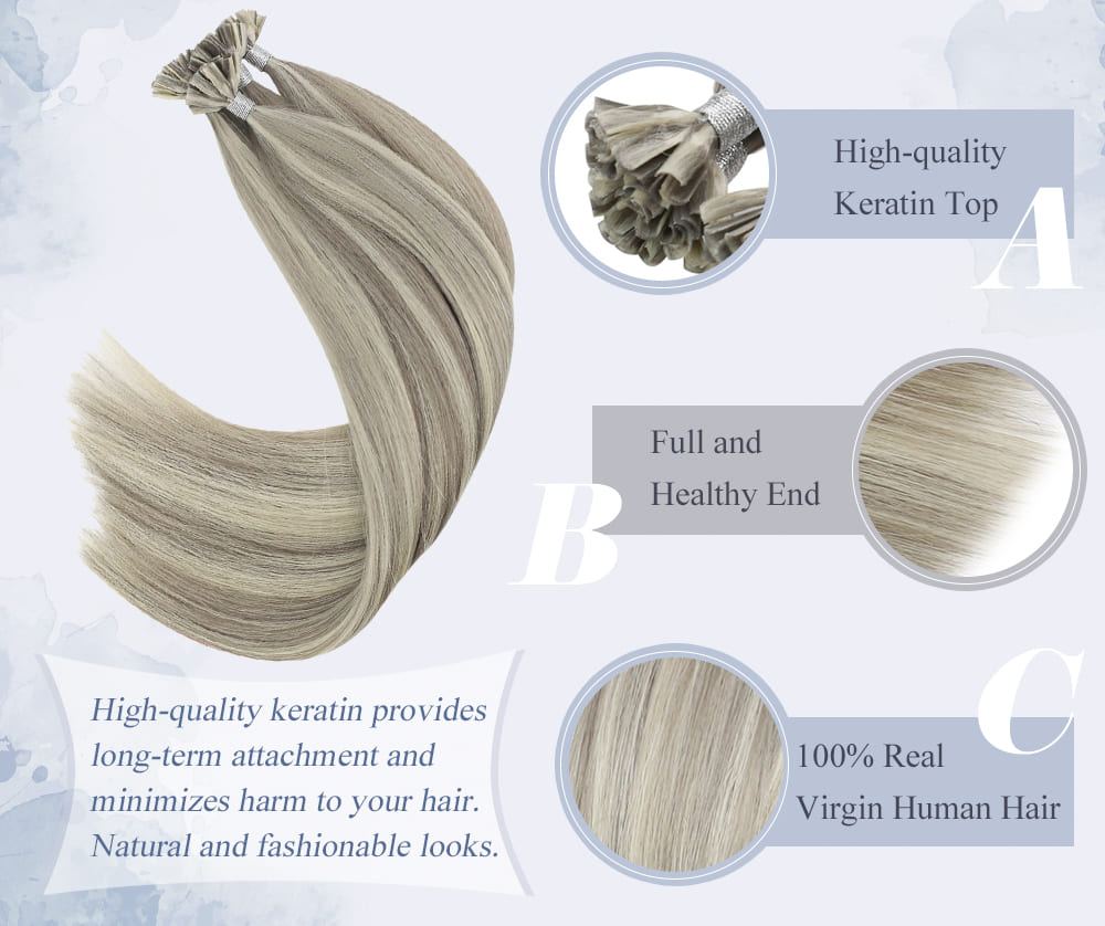 laavoo highlight human hair u tip pre bonded human hair no shedding and no split silky straight human hair product