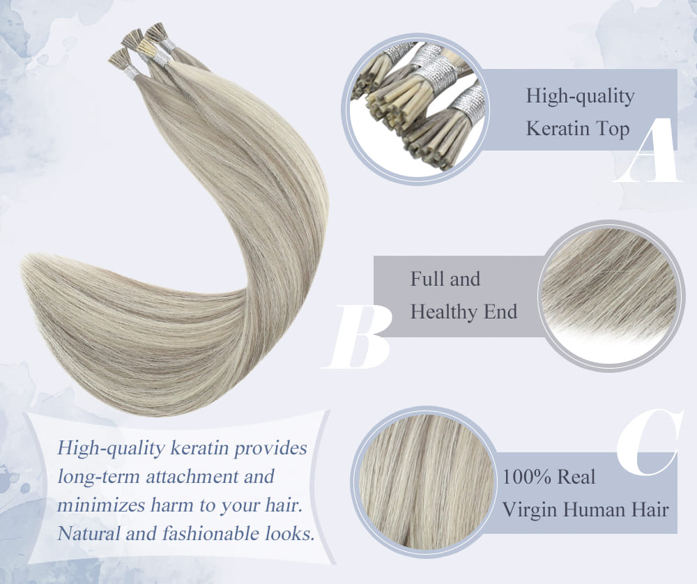 laavoo higjlight color virgin i tip human hair extensions blend well with your hair can be last for a long time