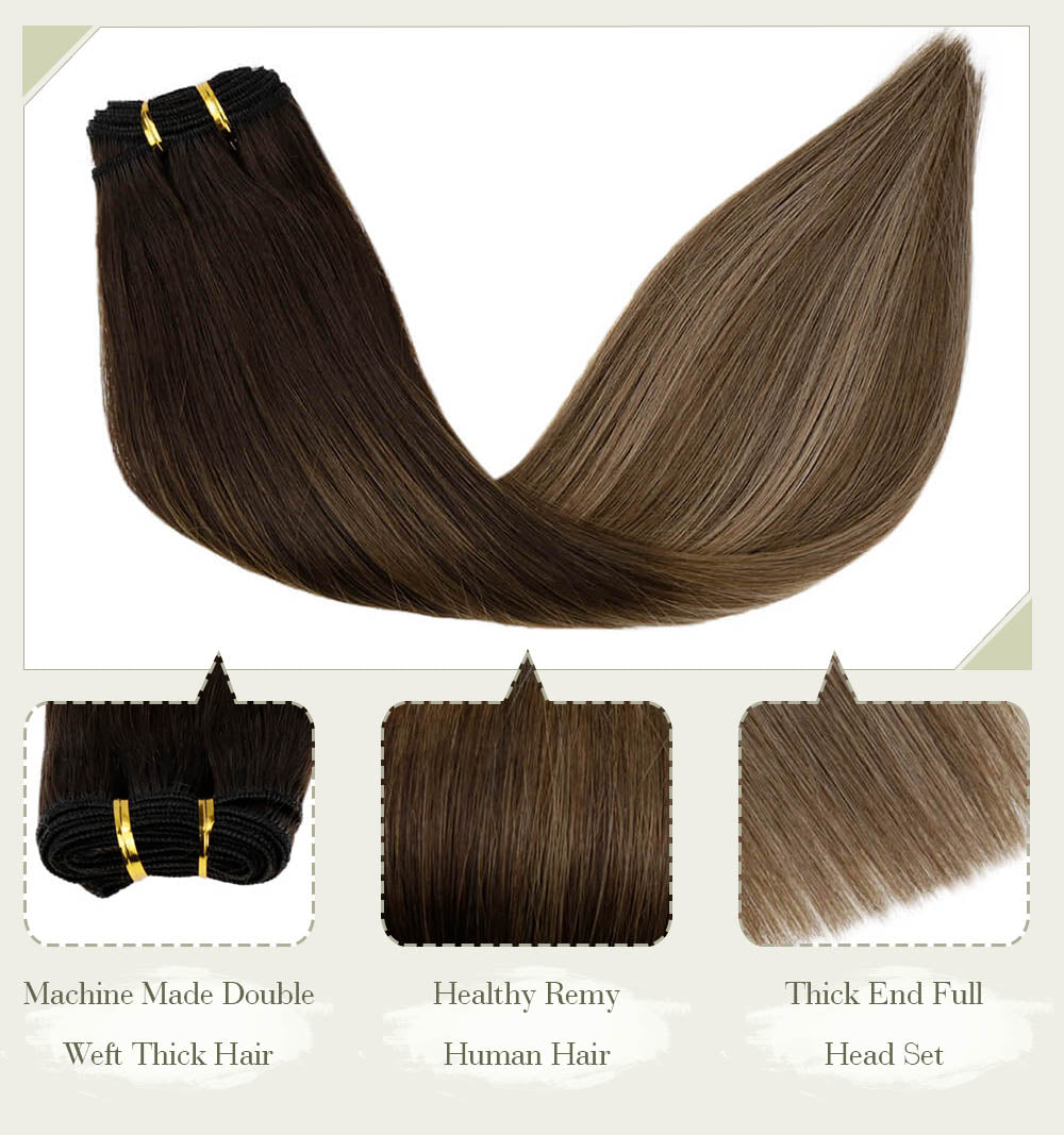 machine made double weft thick hair healthy remy human hair thick end full head set