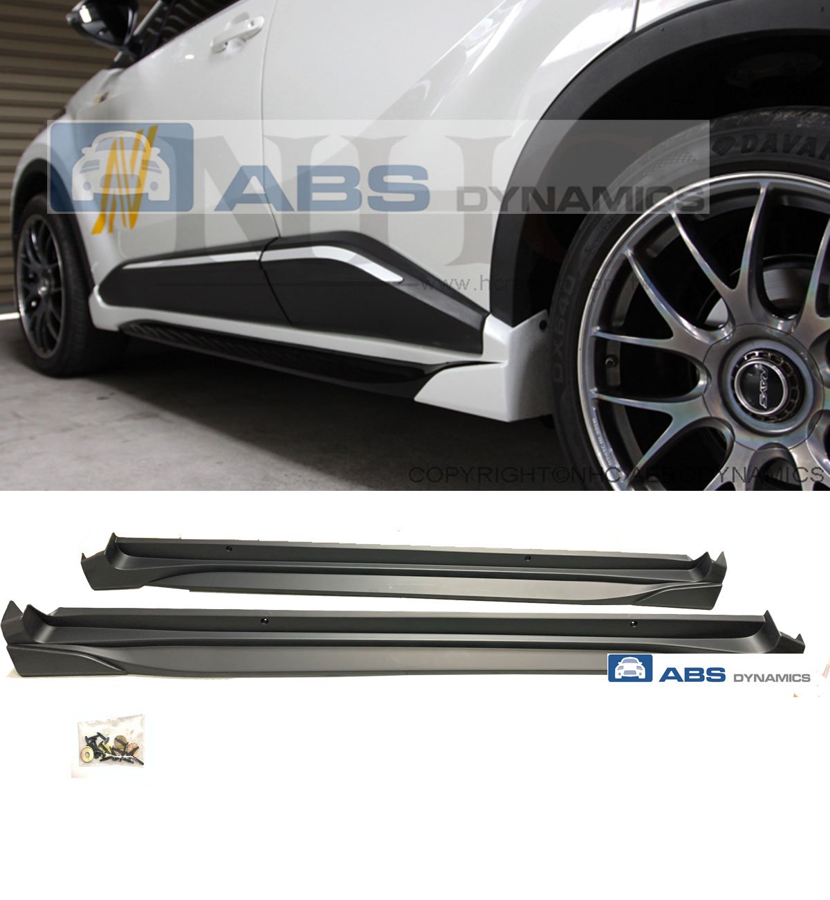  18-20 TOYOTA JDM CHR CH-R NOB STYLE SIDE SKIRT SET 2PCS PP PLASTIC UNPAINT 