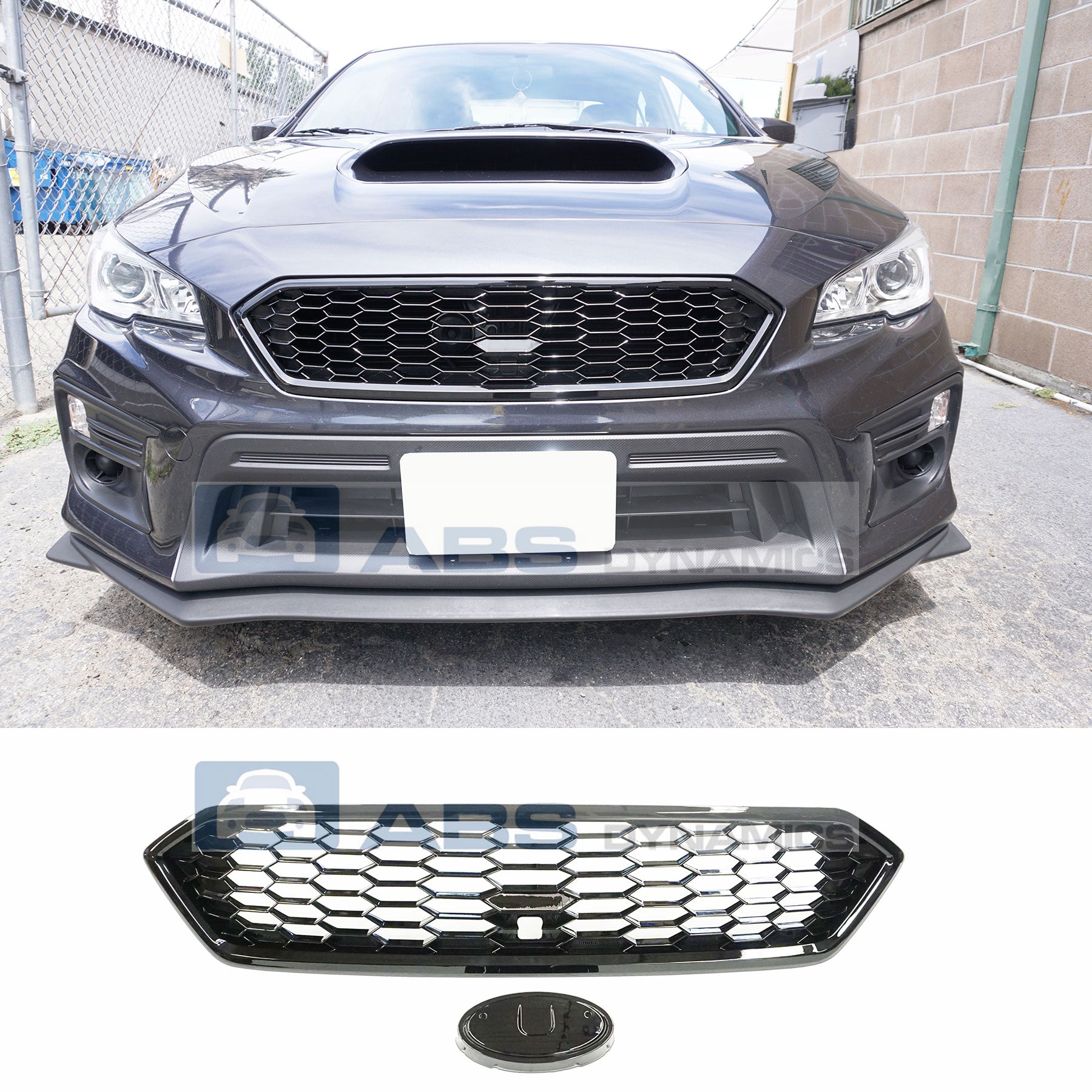  18-20 SUBARU WRX STI JDM STYLE BADGELESS FRONT GRILL (GLOSS BLACK) ABS PLASTIC 