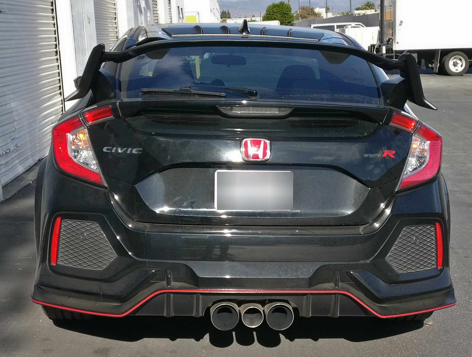  17-21 HONDA CIVIC 5DR TYPE-R REAR TRUNK LID SPOILER PLASTIC (Crystal Black Pearl NH731P + Gloss Black Center) 