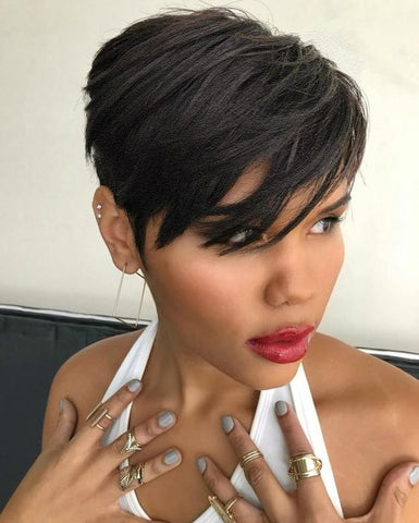 Black Sassy Pixie Cut Wig for African American