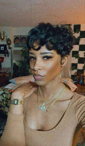 Short Curly Human Hair Pixie Cut Hair