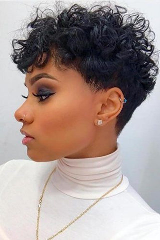 Short Curly Pixie Cuts with Bangs