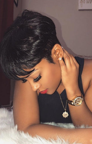 Voluminous Short Black Pixie Cut for Black Women