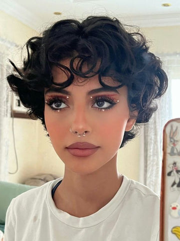 Sassy Wavy Pixie Haircut Black Hair