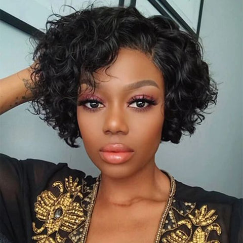 Middle Part Curly Pixie Cut