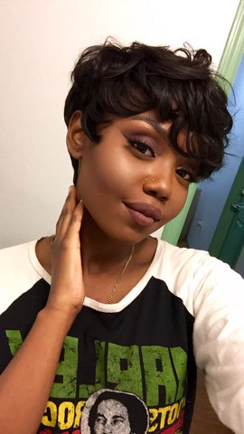 Black Cropped Pixie Wig
