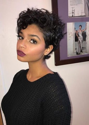 Short Messy Wavy Pixie Cut for Black Women