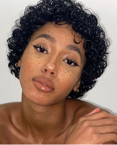 Super Cute Black Curly Pixie Cut Wig for African American