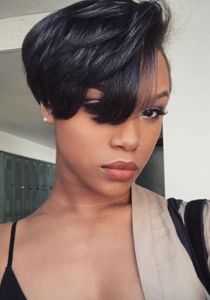 Black Side Part Bangs Pixie Cuts Hair