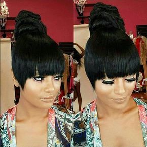 Black Updo Hairstyles With Bangs for Black Women