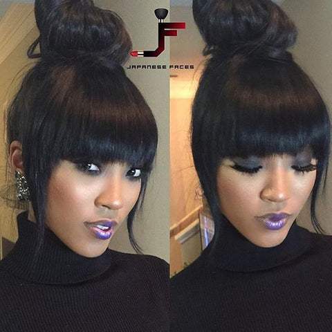 Big Top Knot Bun With Bangs