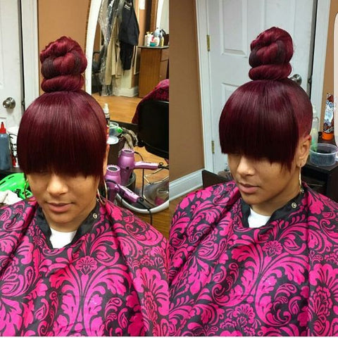 Red Ninja Bun With Bangs