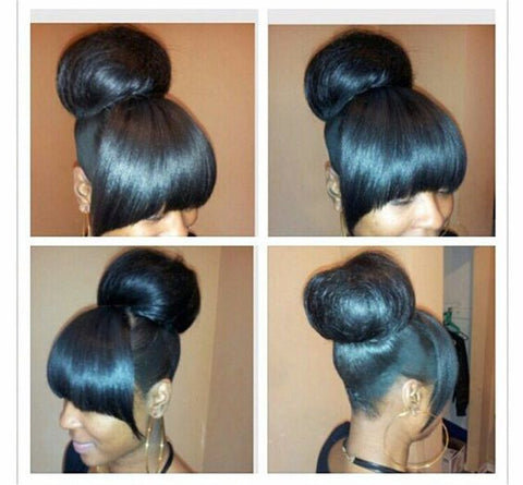 Classy Black Bun Hair and Bangs