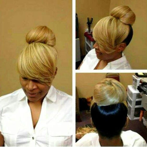 Blonde Bun With Bang