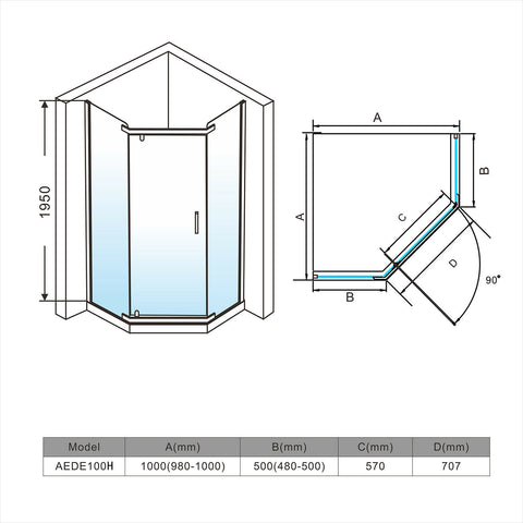 Elegant Shower Pivot Shower Glass Door