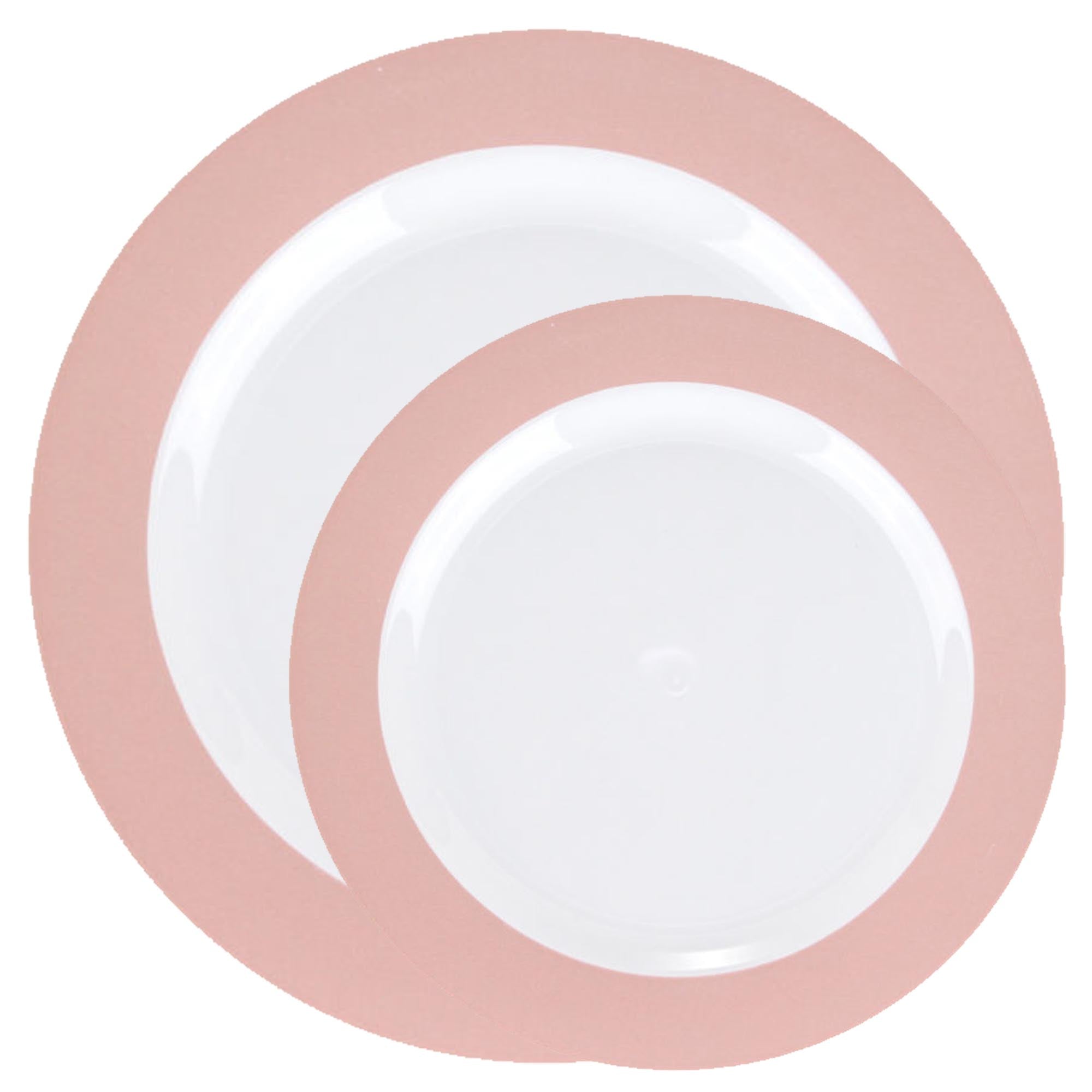 Plastic White Pink Dinner Plates Combo Party Set