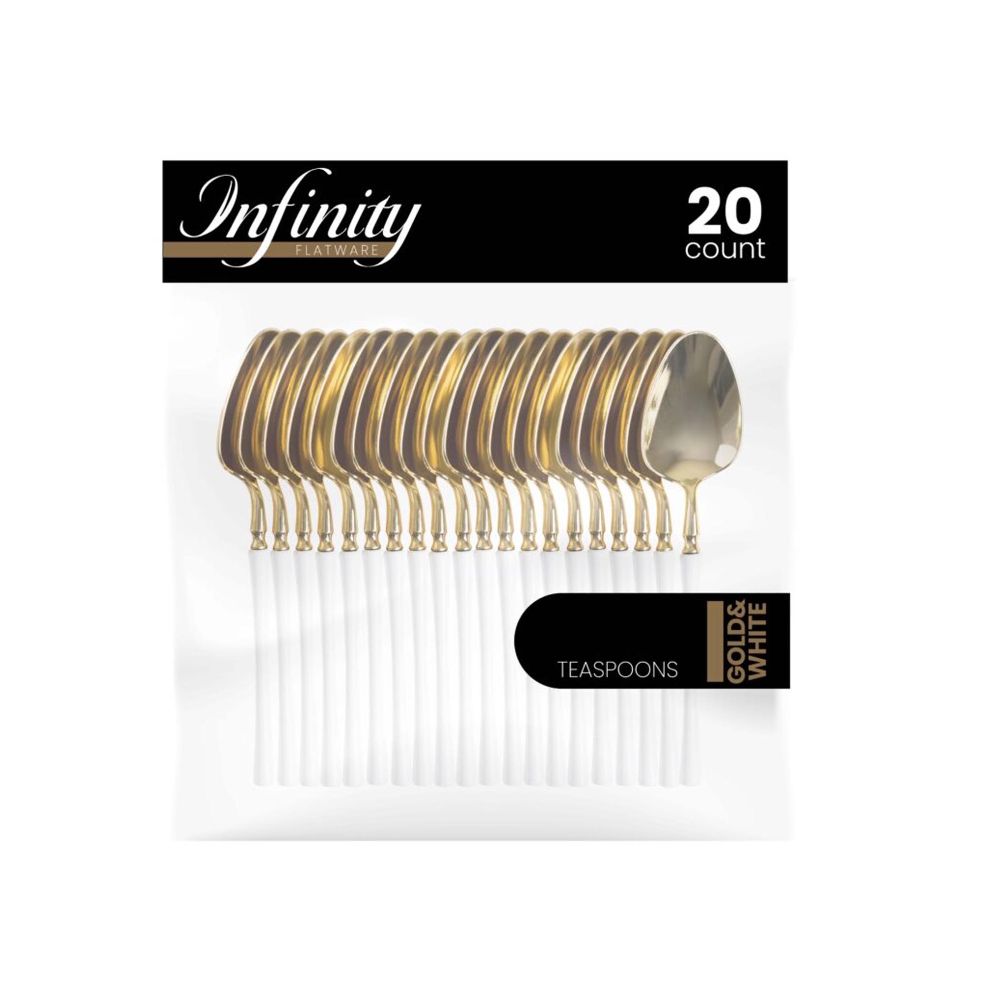 Plastic White and Gold Infinity Flatware Collection