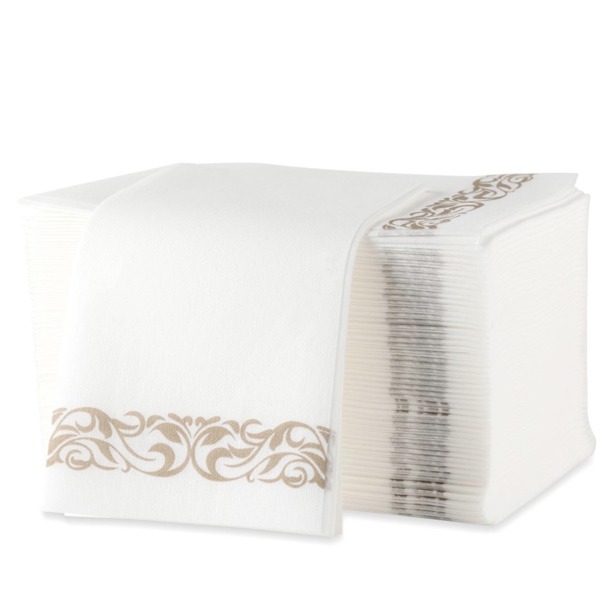 Guest Hand Towels Linen-Like Paper Soft and Absorbent Design Border Napkins