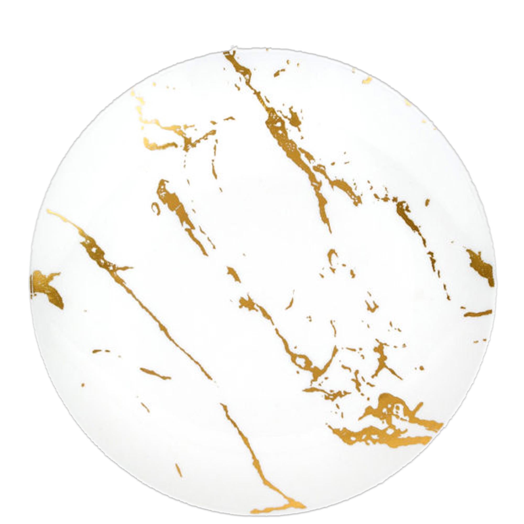 White Plastic Plates Gold Stroke Collection